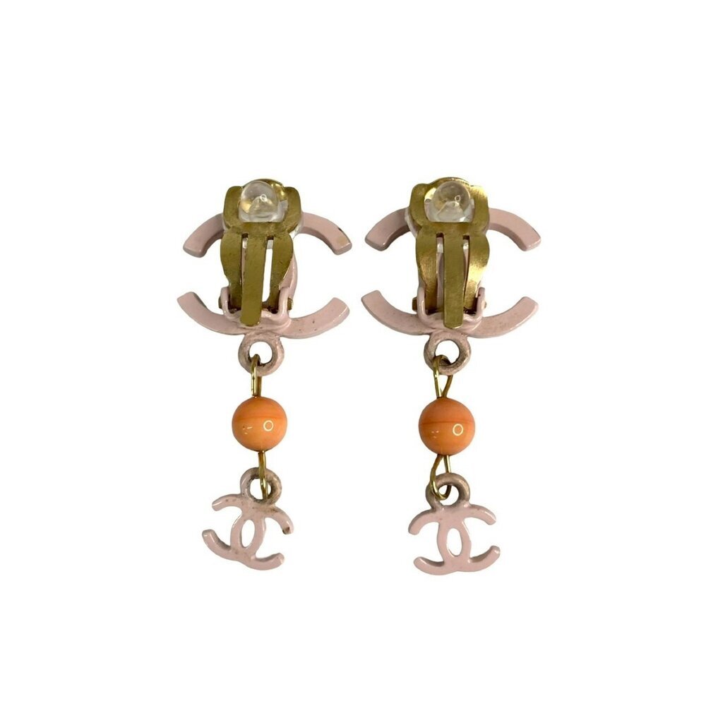 CHANEL Authentic Pink Logo Earrings - Picture 4 of 5